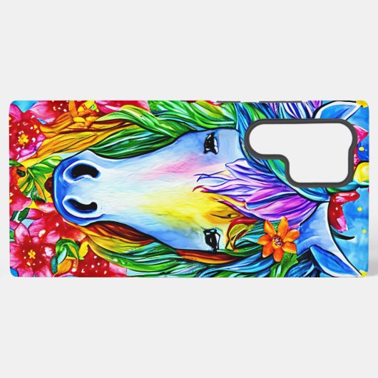 Abstracte eenhoornbloemen waterverf Art Samsu Samsung Galaxy Hoesje (Achterkant horizontaal)