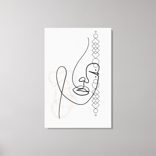 Abstracte eenregelige illustraties in bruin canvas afdruk (Voorkant)