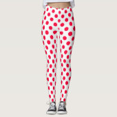 Abstracte eenvoudige, stijlvolle rode witte poka-s leggings (Voorkant)