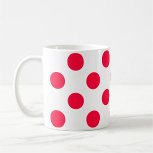 Abstracte eenvoudige stijlvolle rode witte polka s koffiemok