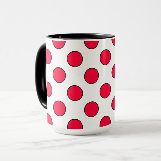 Abstracte eenvoudige stijlvolle rode witte polka s mok (Voorkant links)