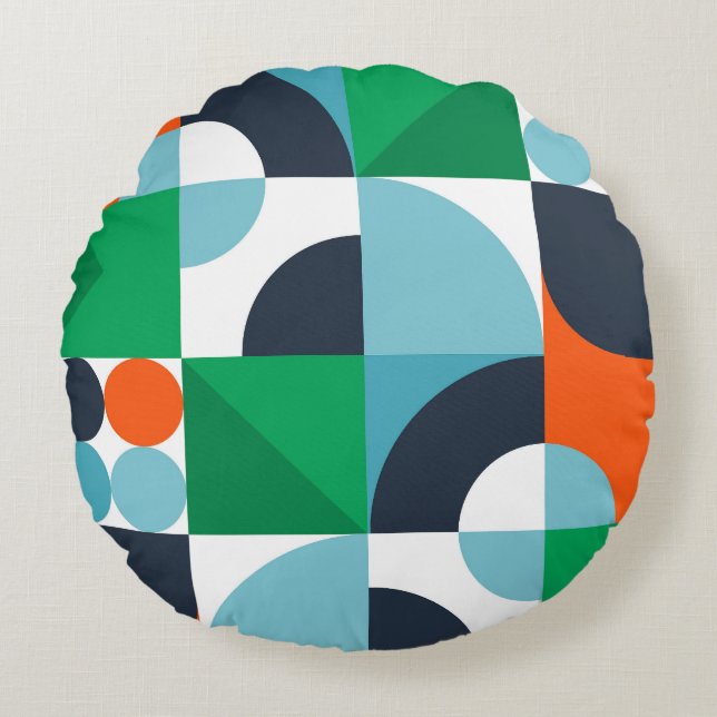 Abstracte eenvoudige vormen rond kussen (Voorkant)
