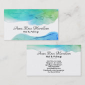 *~* Abstracte, eenvoudige Waterverf Blue Aqua Visitekaartje (Voorkant / Achterkant)