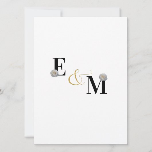 Abstracte eenvoudige witte roos letters bruiloft save the date (Achterkant)