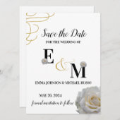 Abstracte eenvoudige witte roos letters bruiloft save the date (Voorkant / Achterkant)