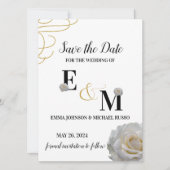 Abstracte eenvoudige witte roos letters bruiloft save the date (Voorkant)