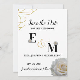 Abstracte eenvoudige witte roos letters bruiloft save the date