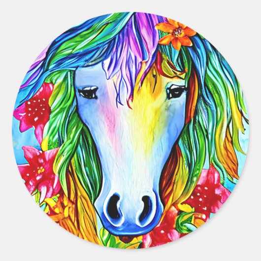 Abstracte eenzijdige bloemen waterverf Kunstklasse Ronde Sticker (Voorkant)