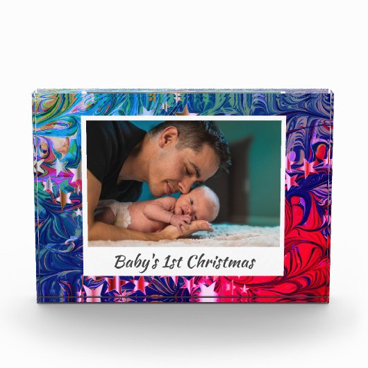 Abstracte EERSTE CHRISTMAS-Baby Fotoblokken (Voorkant)