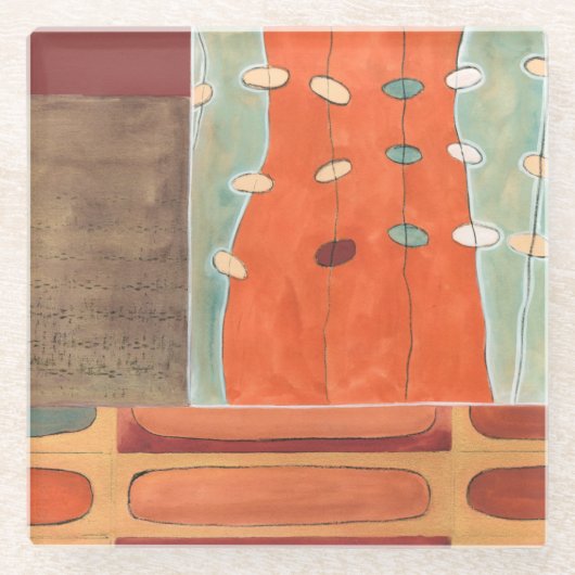 Abstracte eierparade door Erica J Vess Glazen Onderzetter (Voorkant)