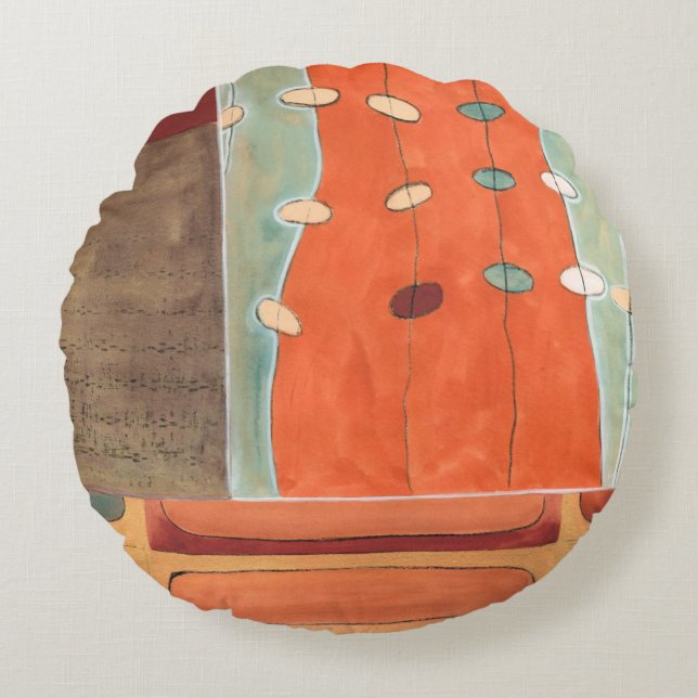 Abstracte eierparade door Erica J Vess Rond Kussen (Voorkant)