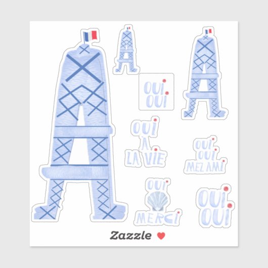 Abstracte Eiffeltoren Franse plaat Sticker (Vel)
