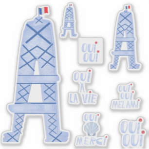 Abstracte Eiffeltoren Franse plaat Sticker