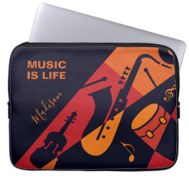 Abstracte eigen muzieknaam en tekstlaptophoezen laptop sleeve