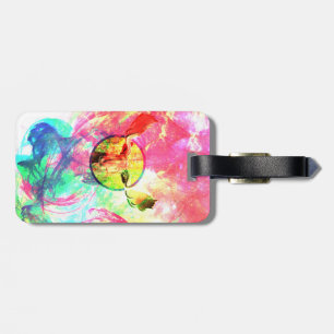 Abstracte eland bagagelabel met leren riem