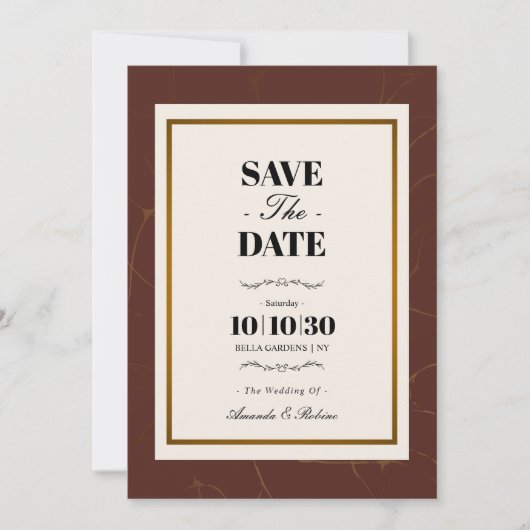 Abstracte Elegance Gouden Lijst Save The Date (Voorkant)