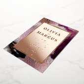 Abstracte Elegant Gold Cassis Plum Bruskes Folie Uitnodiging (Gedraaid)