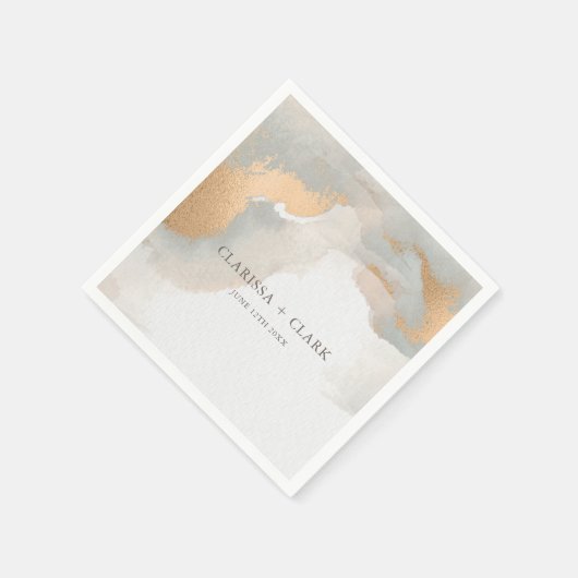 Abstracte Elegant Gold Waterverf Painterly Wedding Servet (Hoek)