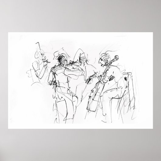 Abstracte Elegant Jazz Band Sketch - Premium Poster (Voorkant)