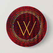Abstracte Elegant Masculine Red Yellow Monogrammen Ronde Button 7,6 Cm (Voorkant)