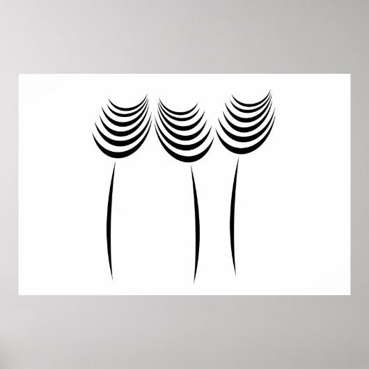 Abstracte Elegant Minimalistische Zwarte Witte Blo Poster (Voorkant)
