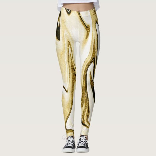 Abstracte elegant retro digital liquid marmer leggings (Voorkant)