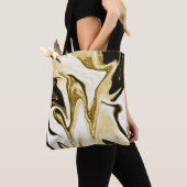 Abstracte elegant retro digital liquid marmer tote bag (Dichtbij)