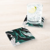 Abstracte elegant vloeibare marmer stromingstextuu glazen onderzetter (Schuin)