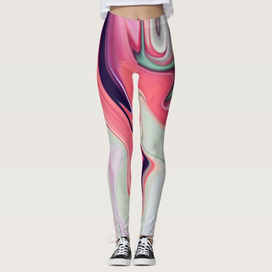 Abstracte elegant vloeibare marmer stromingstextuu leggings (Voorkant)