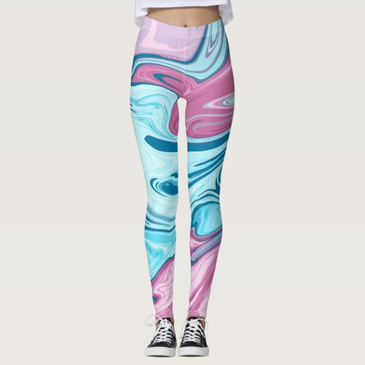 Abstracte elegant vloeibare marmer stromingstextuu leggings (Voorkant)