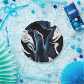 Abstracte elegant vloeibare marmer stromingstextuu papieren bordje (Feest)