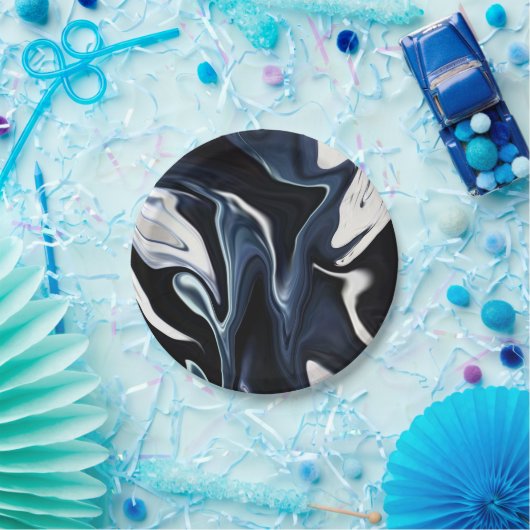 Abstracte elegant vloeibare marmer stromingstextuu papieren bordje (Feest)