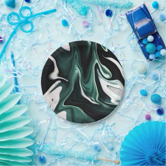 Abstracte elegant vloeibare marmer stromingstextuu papieren bordje (Feest)