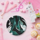 Abstracte elegant vloeibare marmer stromingstextuu papieren bordje (Feest)