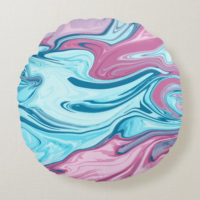 Abstracte elegant vloeibare marmer stromingstextuu rond kussen (Voorkant)