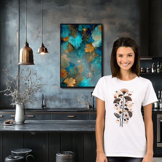 Abstracte Elegante Bloemboeket Kunst T-shirt