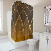 Abstracte elegante kunstgreep deco geometrische ge douchegordijn (In situ)