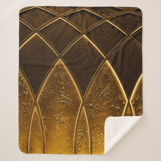 Abstracte elegante kunstgreep deco geometrische ge sherpa deken (Voorkant)