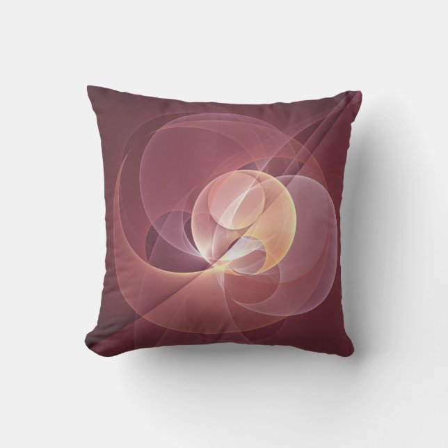 Abstracte Elegante Moderne Wijnrode Fractal Art Buitenkussen (Voorkant)