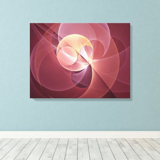 Abstracte Elegante Moderne Wijnrode Fractal Art Canvas Afdruk (Insitu (Houten vloer))