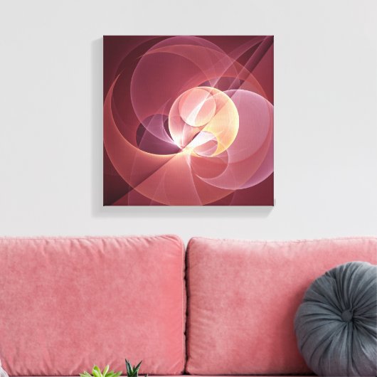 Abstracte Elegante Moderne Wijnrode Fractal Art Canvas Afdruk (Insitu (Woonkamer))