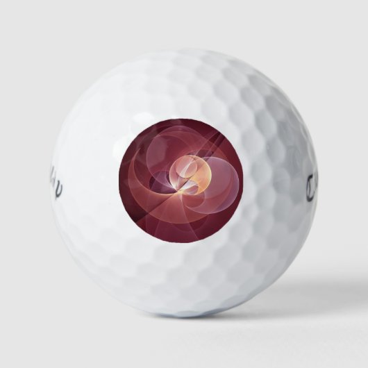 Abstracte Elegante Moderne Wijnrode Fractal Art Golfballen (Voorkant)