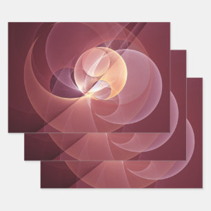 Abstracte Elegante Moderne Wijnrode Fractal Art Inpakpapier Vel