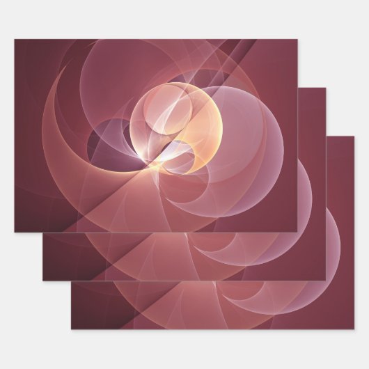 Abstracte Elegante Moderne Wijnrode Fractal Art Inpakpapier Vel (Set)