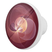 Abstracte Elegante Moderne Wijnrode Fractal Art Keramische Knop (Rechts)