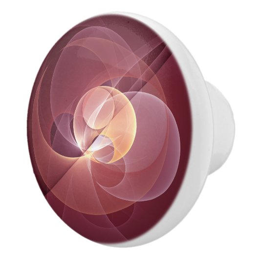 Abstracte Elegante Moderne Wijnrode Fractal Art Keramische Knop (Rechts)