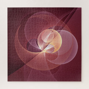 Abstracte Elegante Moderne Wijnrode Fractal Art Legpuzzel
