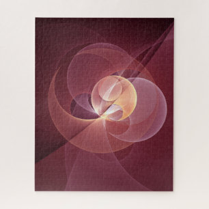 Abstracte Elegante Moderne Wijnrode Fractal Art Legpuzzel