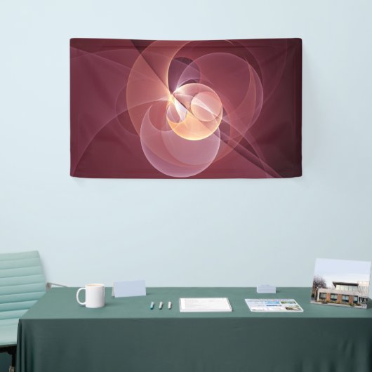 Abstracte Elegante Moderne Wijnrode Fractal Art Spandoek (Beurs)