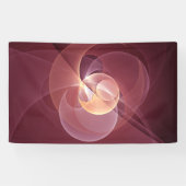 Abstracte Elegante Moderne Wijnrode Fractal Art Spandoek (Horizontaal)